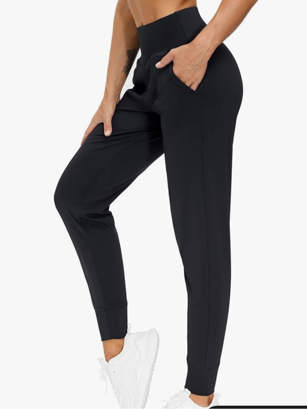 High-Waist Black Jogger Pants with Pockets